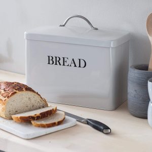 Vintage Style White Grey Bread Bin a