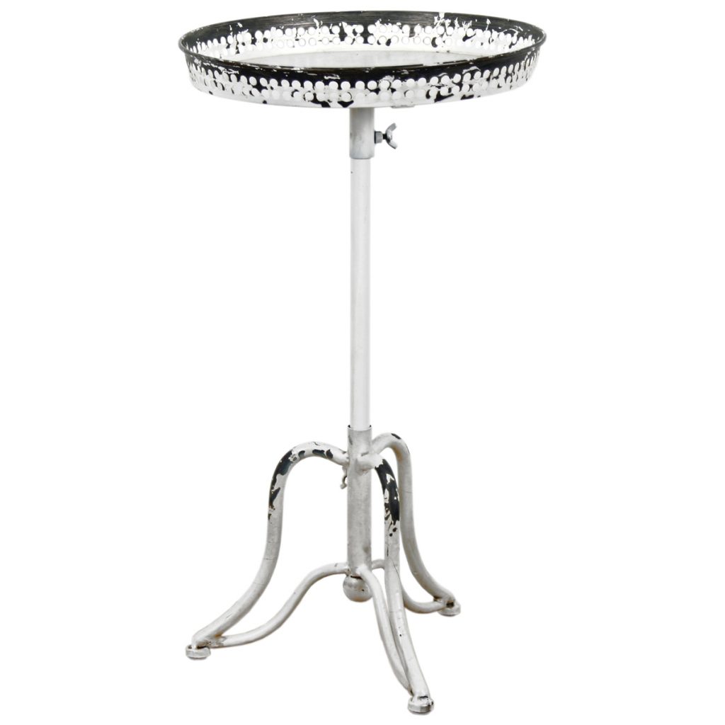 3701 Distressed Black White Pedestal Table