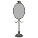 Pewter Grey Mirror with Hooks