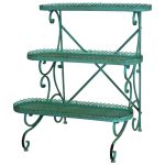 3842 Ornate Vintage Style Green Shelf Unit