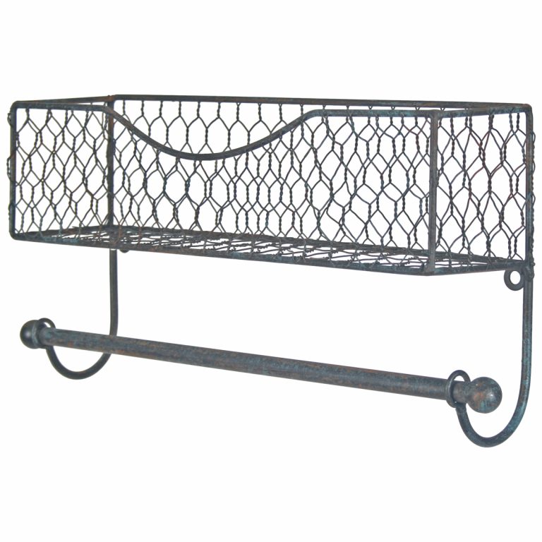 3858 Black Wire Shelf with Towel Rail Interior Flair