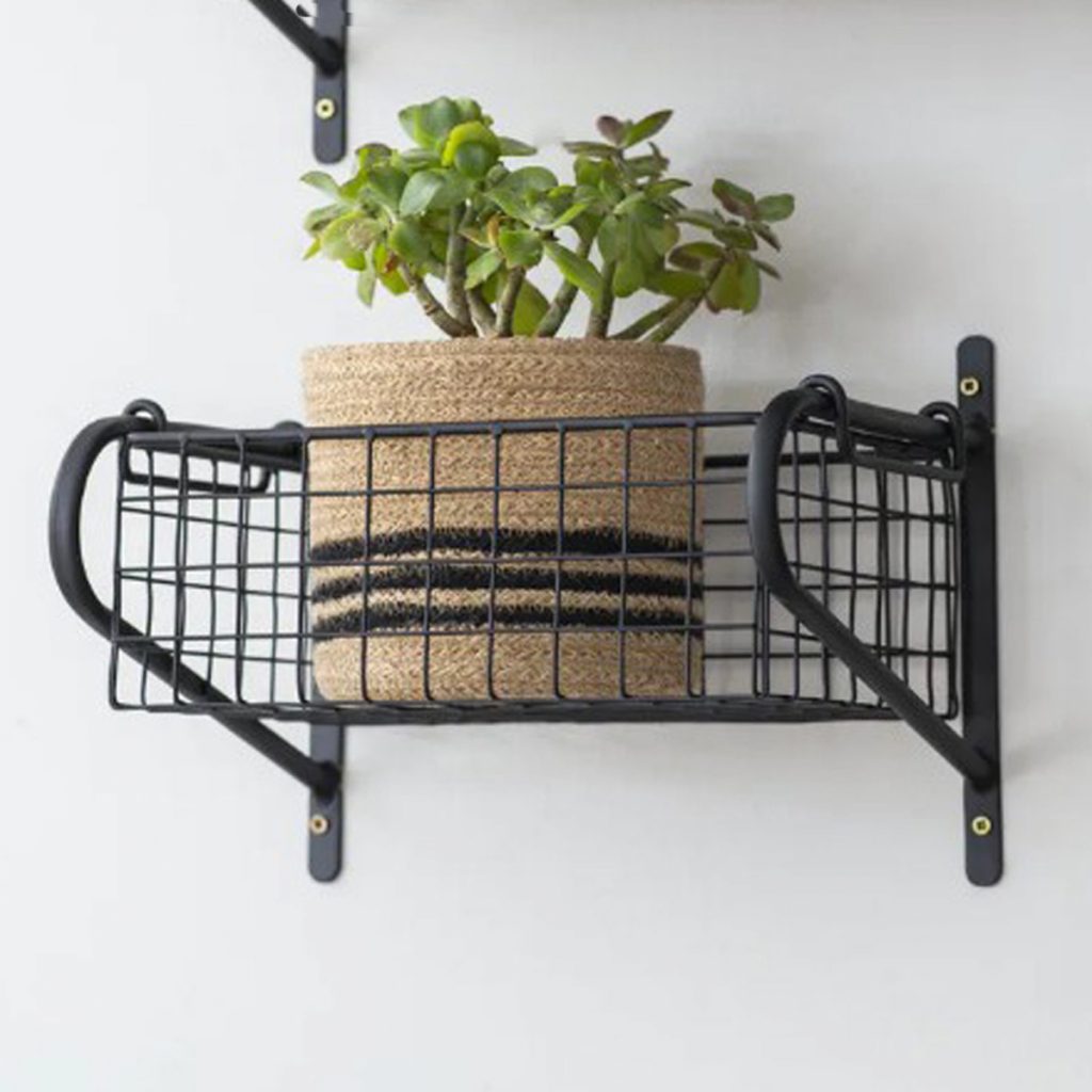 Slim Black Wire Basket Shelf Interior Flair