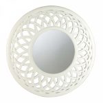 Large White Lattice Round Mirror