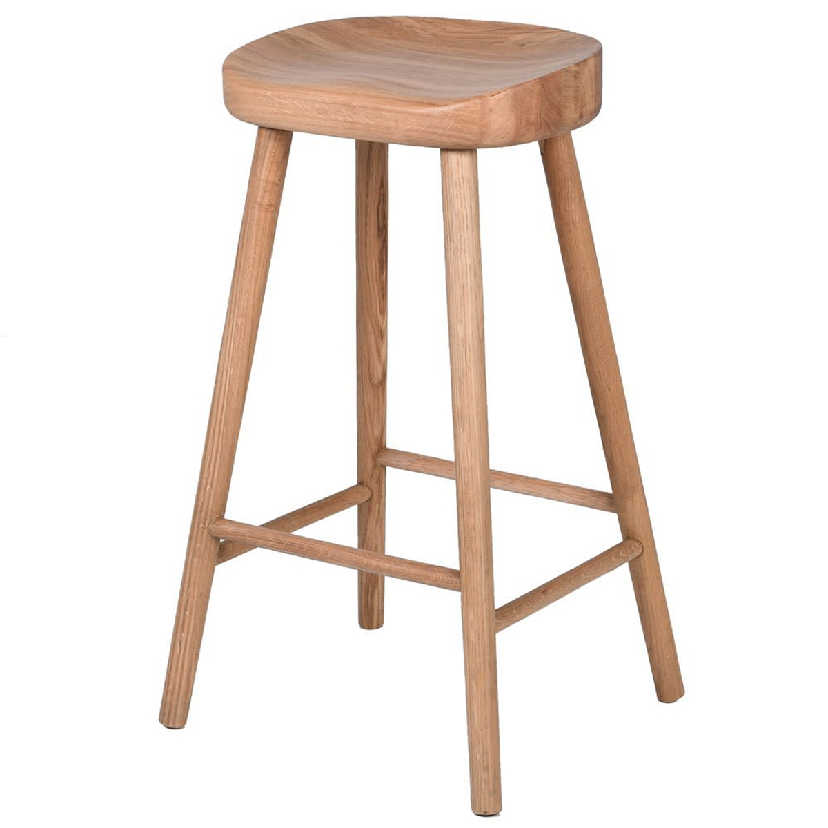 low weathered oak wooden bar stool