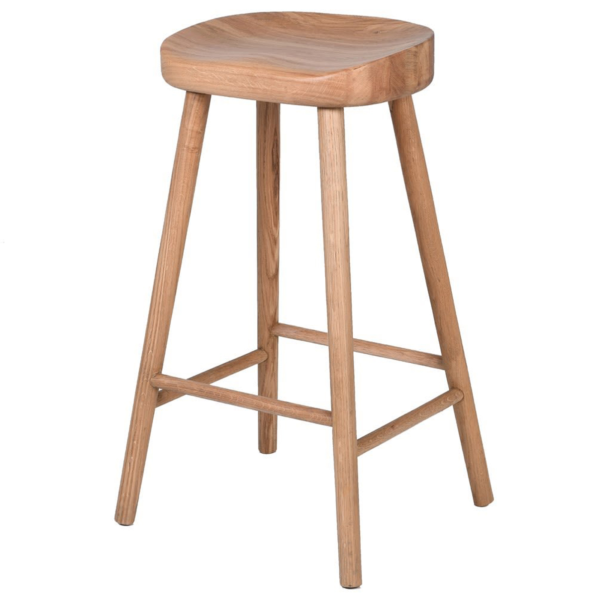 Low Weathered Oak Wooden Bar Stool