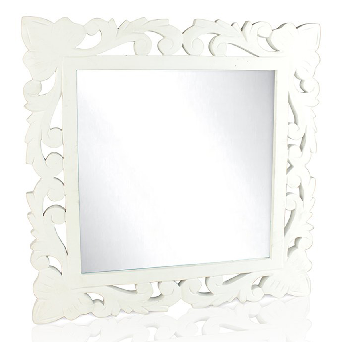 White Lattice Rectangle Wall Mirror, Large Rectangle Framed Mirror