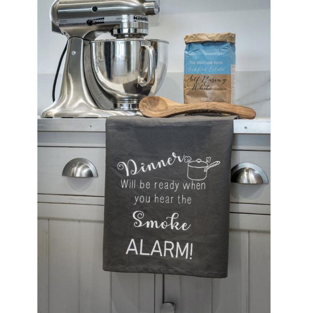 18SS201 Dinner Ready Grey Tea Towel