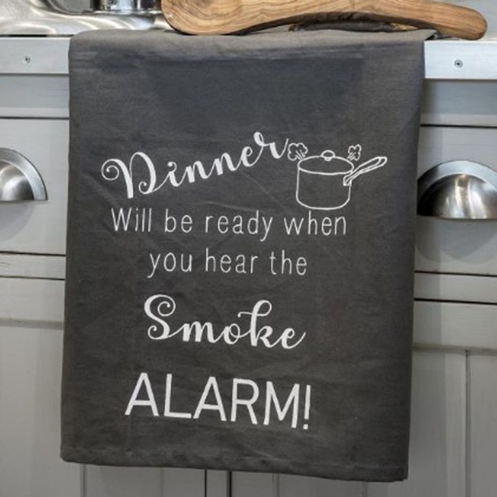 18SS201a Dinner Ready Grey Tea Towel