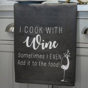 18SS203 Cooking With Wine Grey Tea Towel