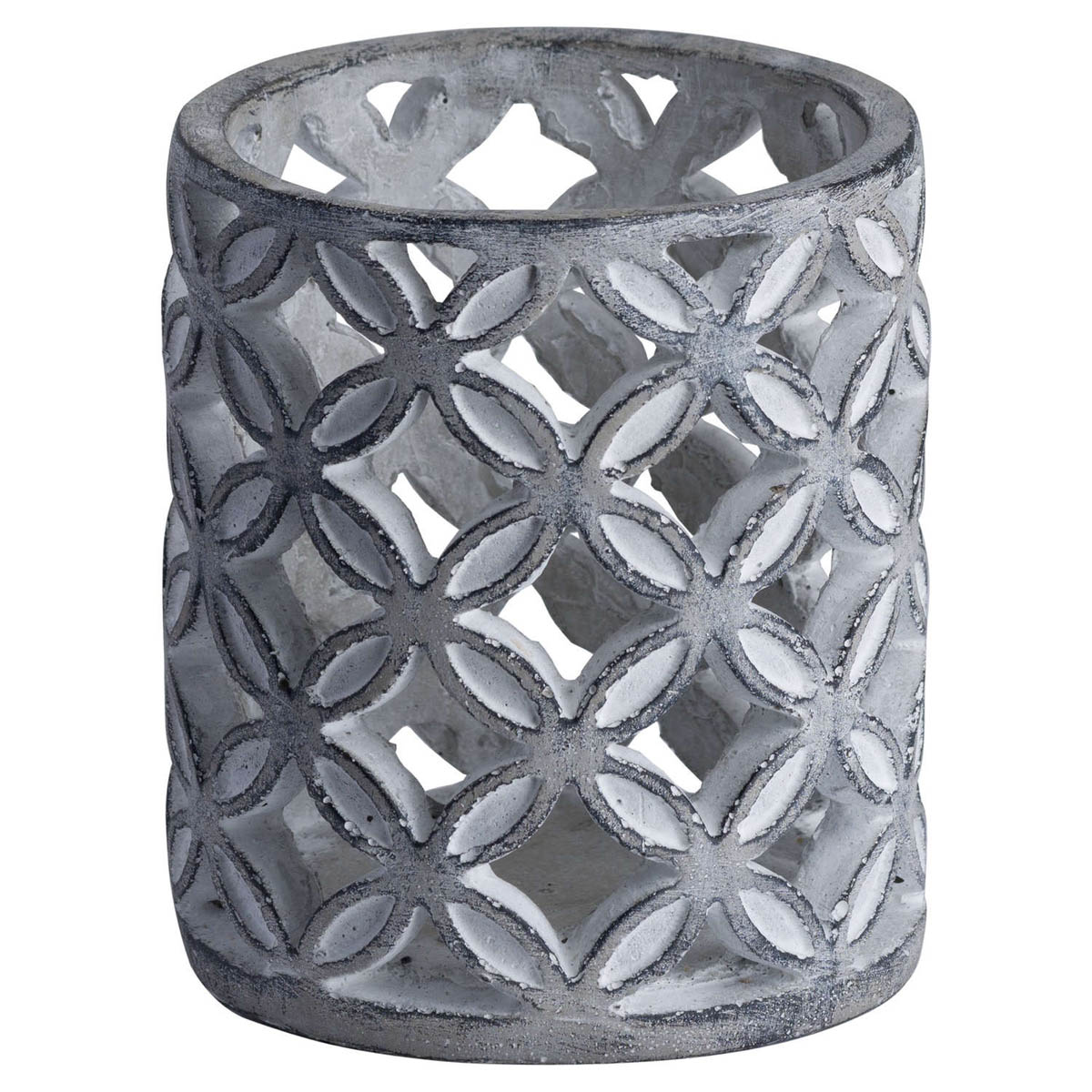 19825 Geometric Grey Stone Candle Holder Interior Flair