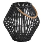 20578 Black Rattan Convex Candle Lantern