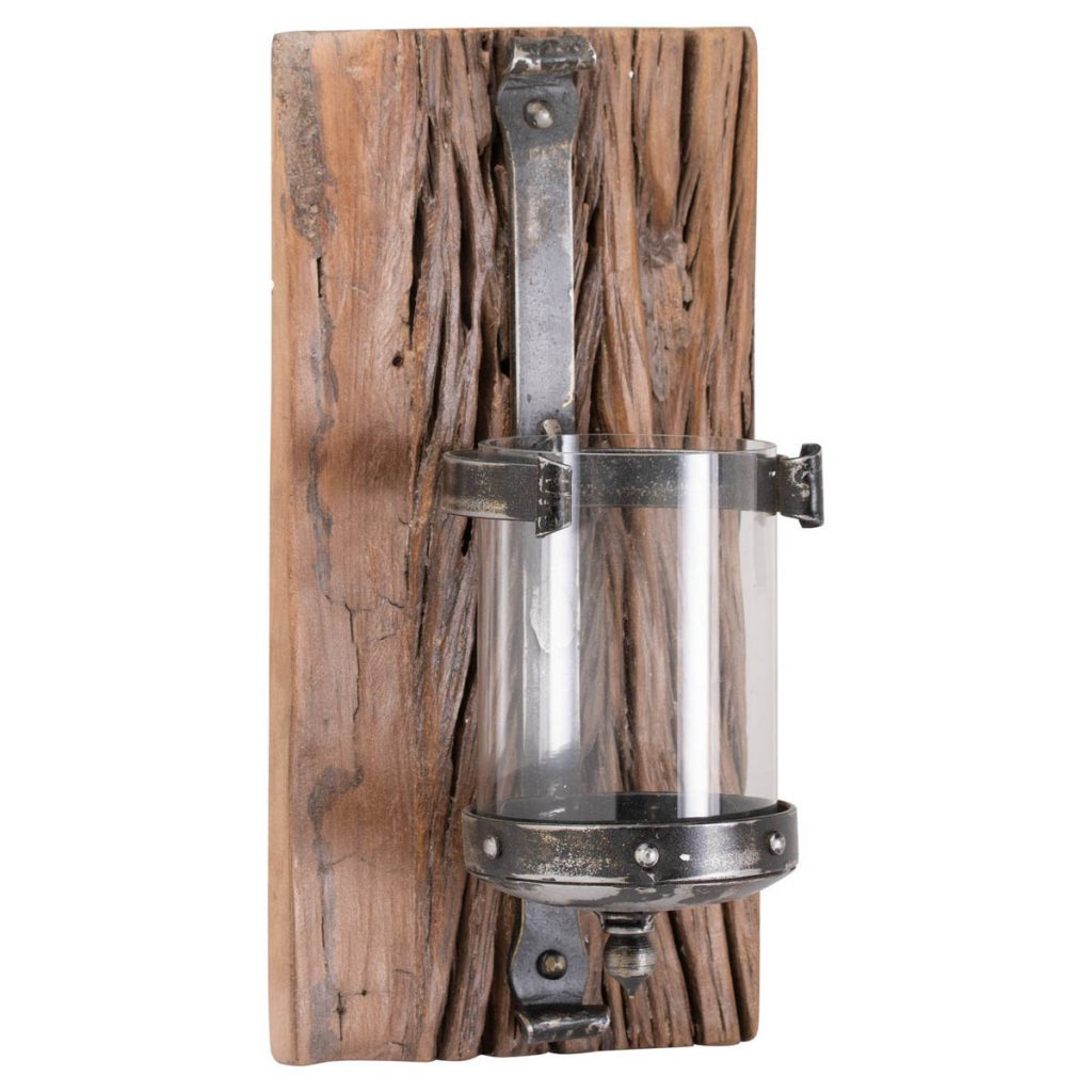 20678 Reclaimed Wood Candle Wall Lantern