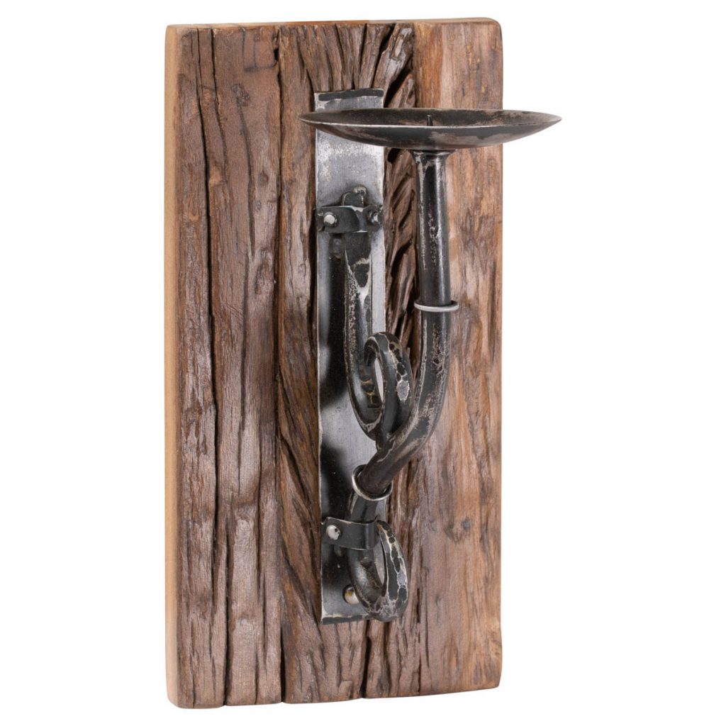 20679 Reclaimed Wood Grey Candle Sconce