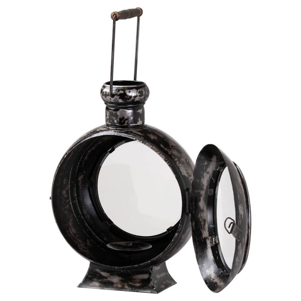 20682-a Vintage Grey Porthole Candle Lantern