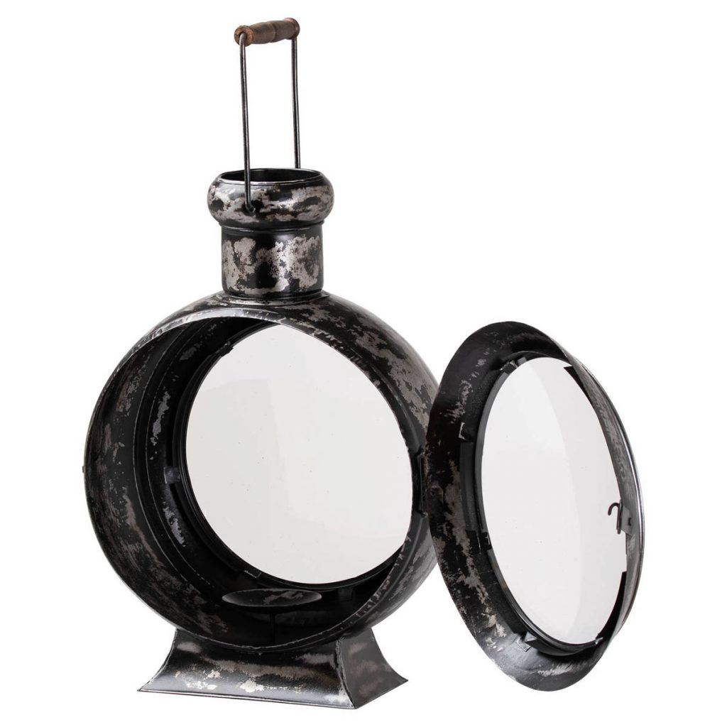 20683-b Large Vintage Grey Porthole Lantern