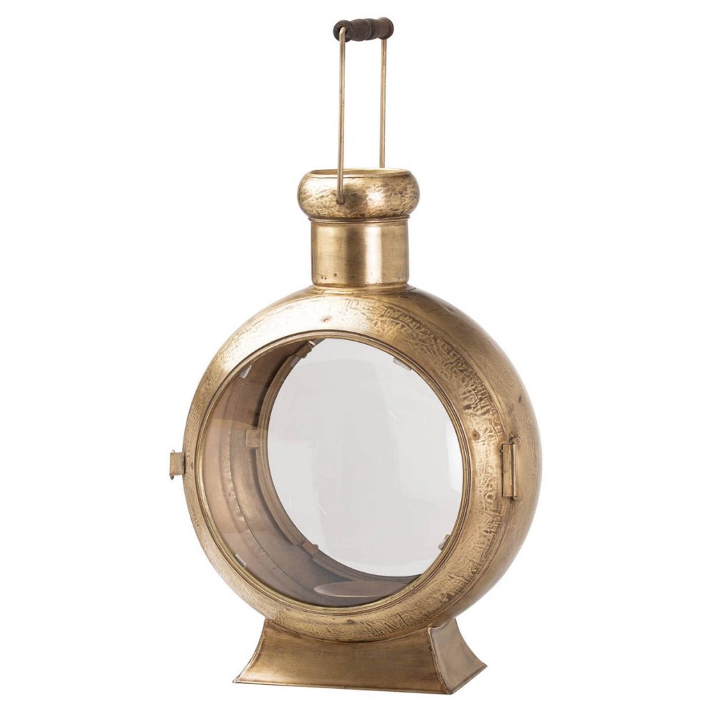 20685 Large Porthole Gold Metal Lantern
