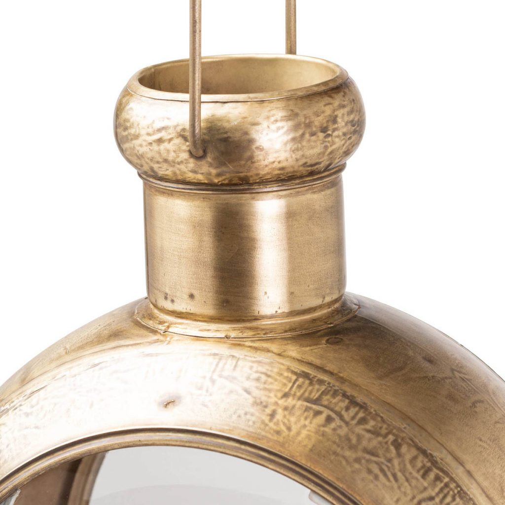 20685-a Large Porthole Gold Metal Lantern