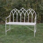 4128 Gothic Style Cream Garden Bench a