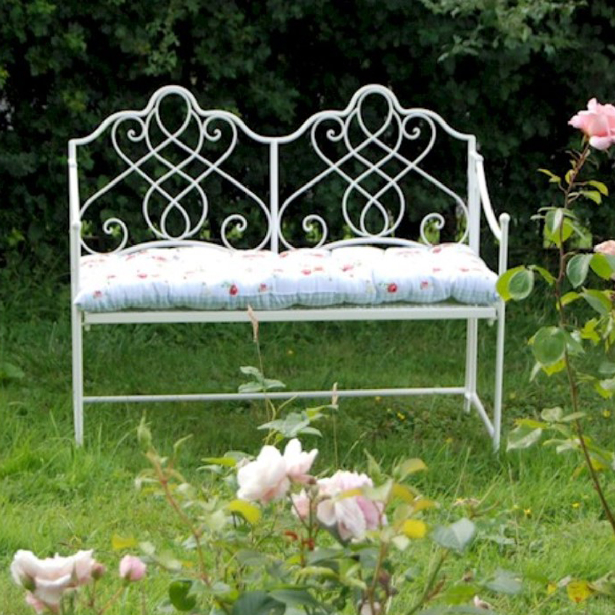 Antique Style Cream Garden Bench