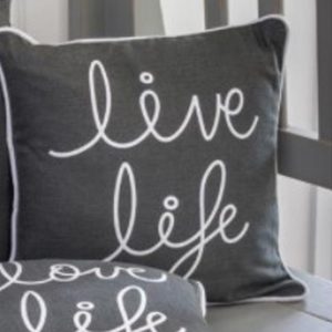 Printed ‘Live Life’ Grey Cushion