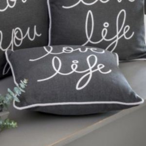 Printed ‘Love Life’ Grey Cushion