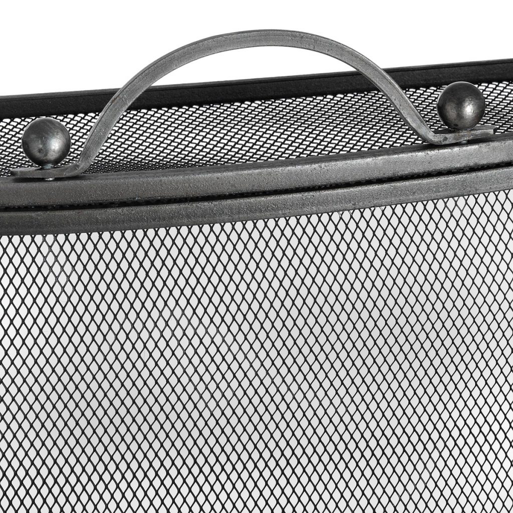 11425-a Antiqued Pewter Grey Curved Fire Screen