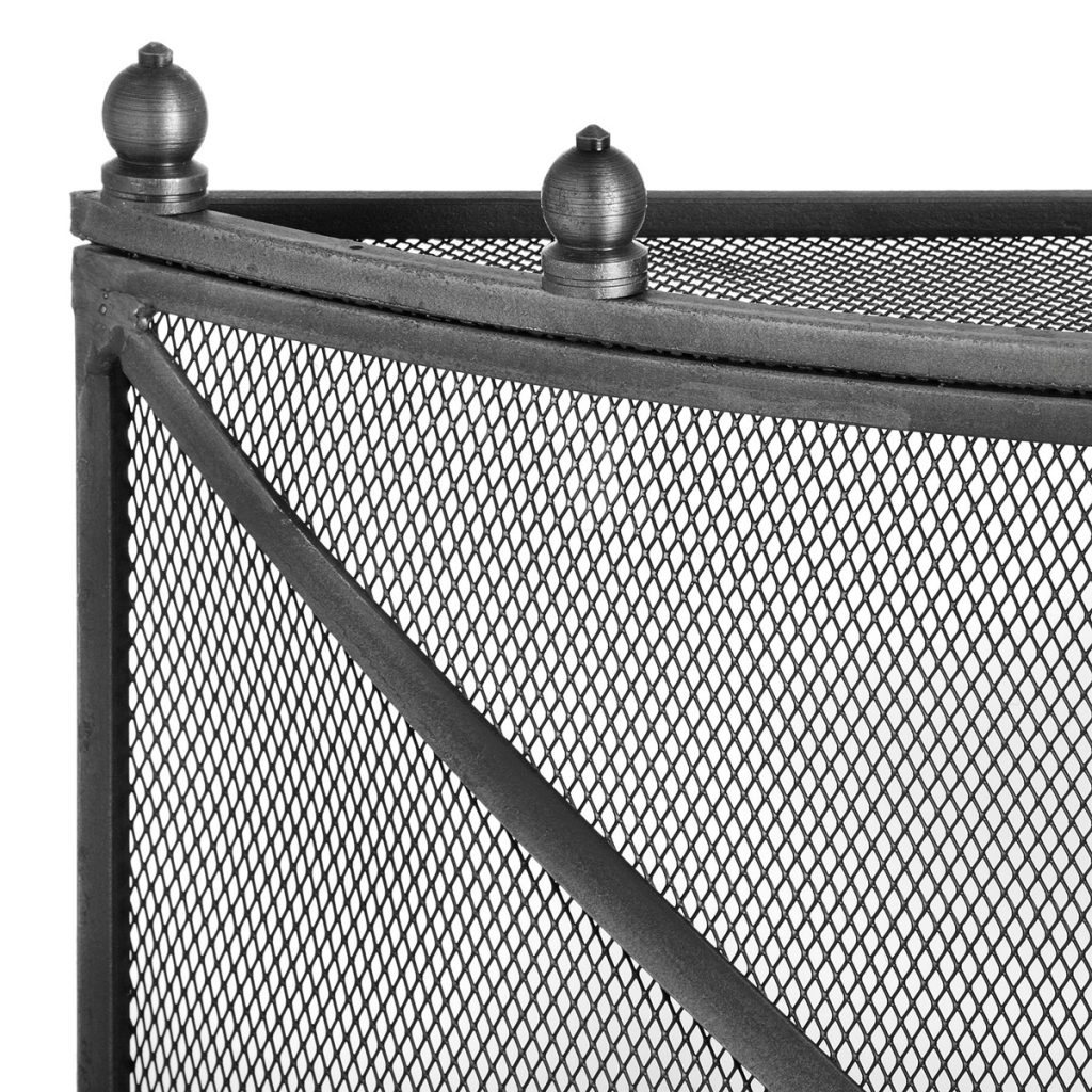 11425-b Antiqued Pewter Grey Curved Fire Screen