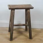 1476 Rustic Brown Wooden Stool