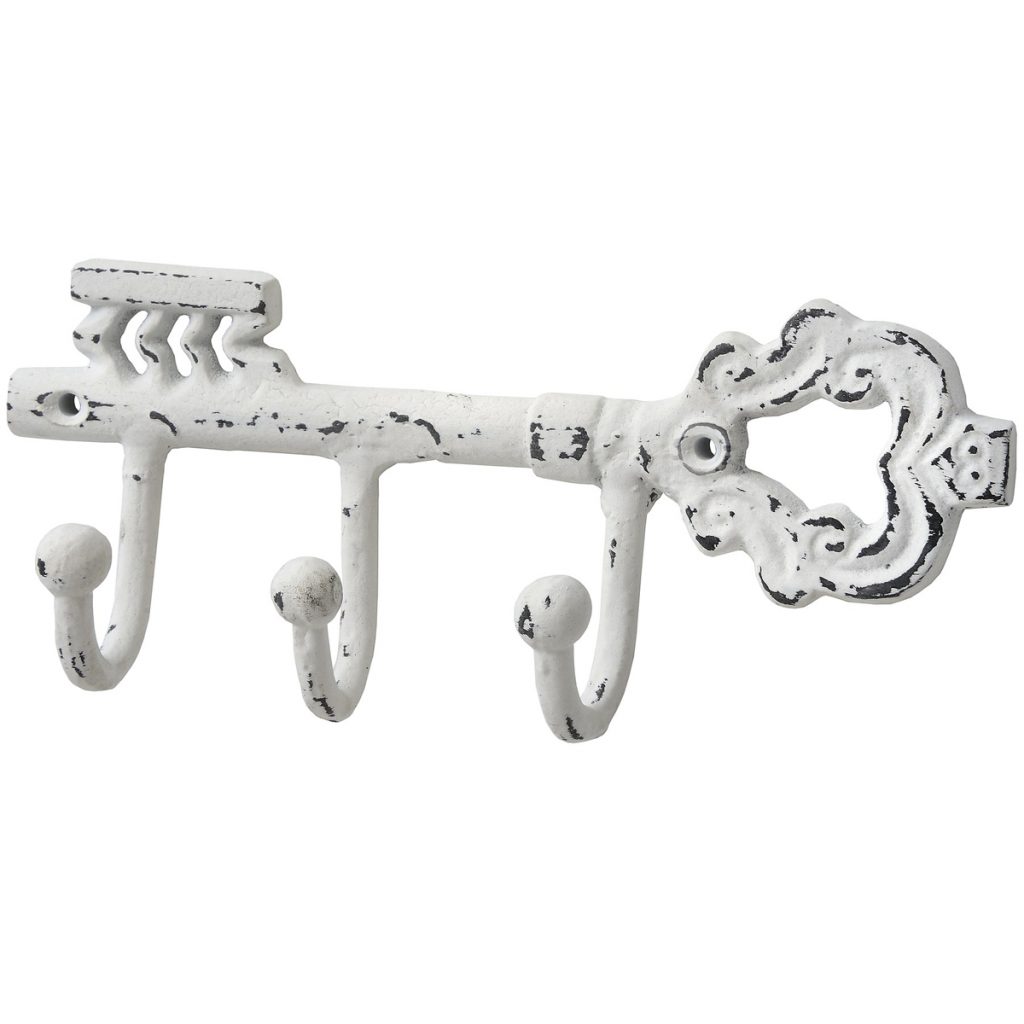 15074 Antique White Cast Iron Key Hooks