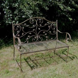 4079 Woodland Leaves Metal Garden Bench 2