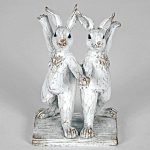 4097 White Dancing Rabbits Ornament