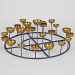 4311 Round Gold Grey Candle Holders