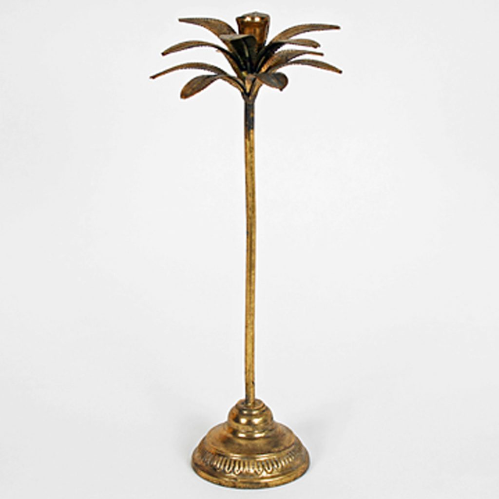 4440 Tall Gold Palm Tree Candle Holder