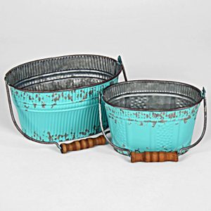 4499 Set 2 Vintage Style Blue Tins