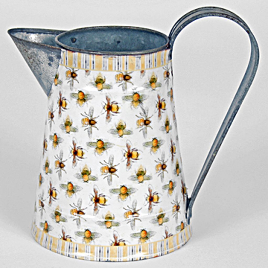 4550 Bee White Yellow Grey Striped Jug