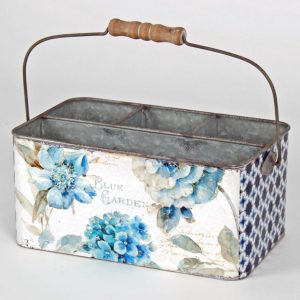 4605 Blue White Floral Container Trug
