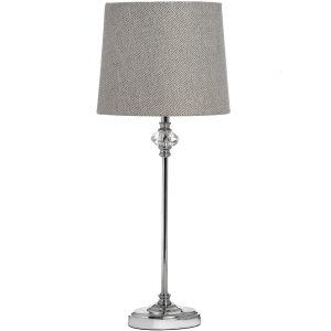 17589 Slim Chrome Glass Grey Table Lamp