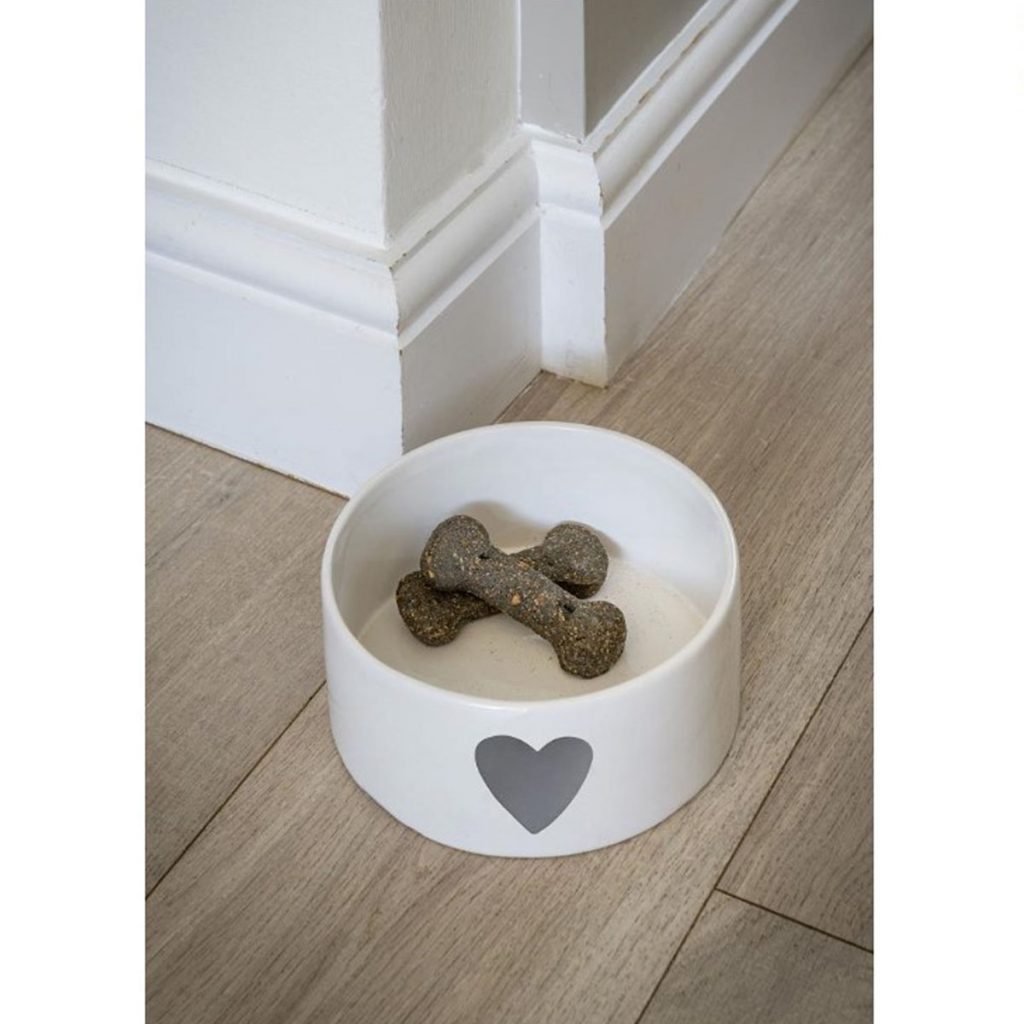 18SS06 Grey White Heart Pet Bowl