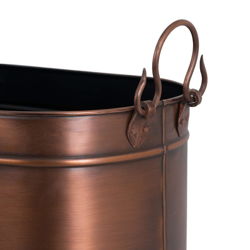 Large Copper Fireplace Log Bucket Interior Flair