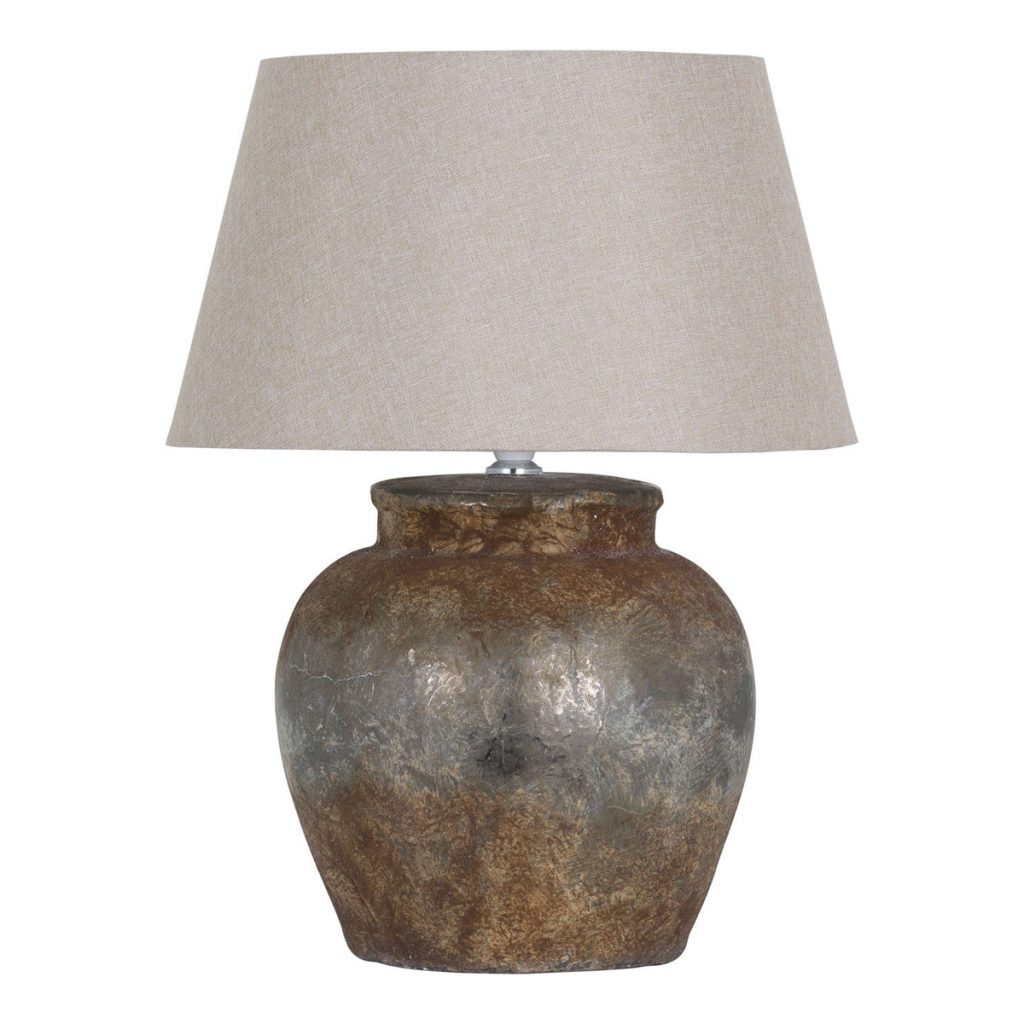 Round Beige Stone Table Lamp Interior Flair