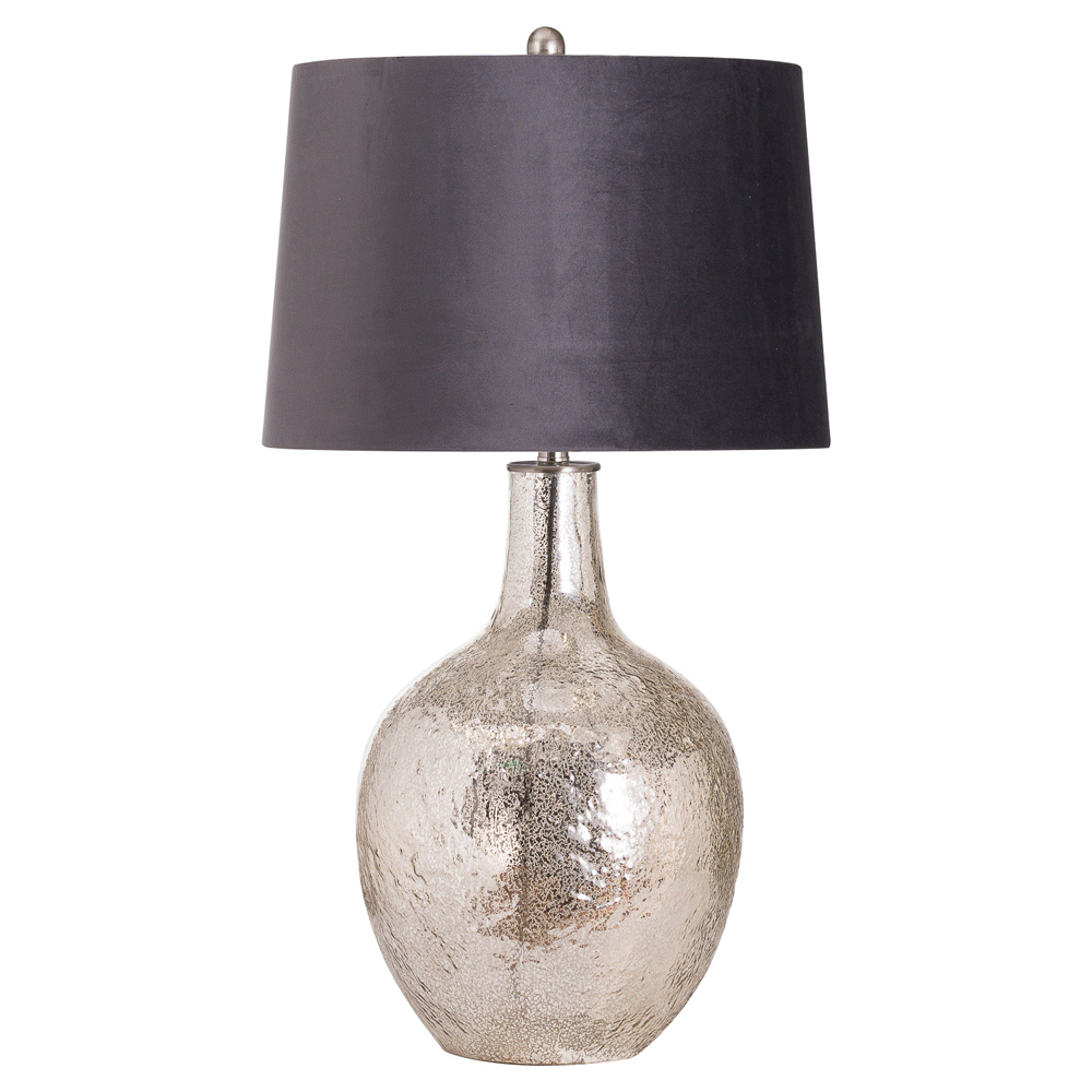 20688 Silver Lamp with Grey Velvet Shade