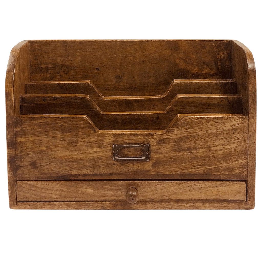 N0505-1 Brown Letter Rack with Drawer