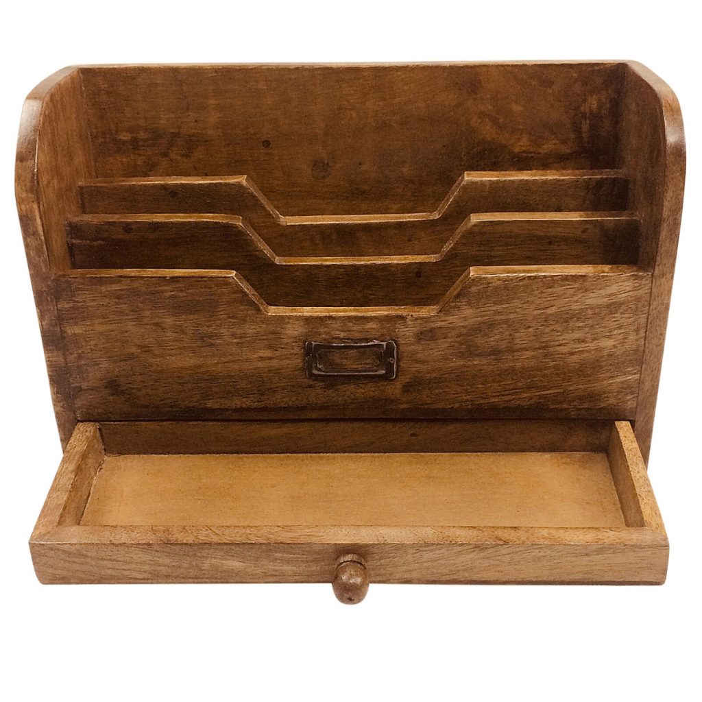 N0505-2 Brown Letter Rack with Drawer