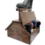 N0529 Brown Solid Wood Shoe Shine Box