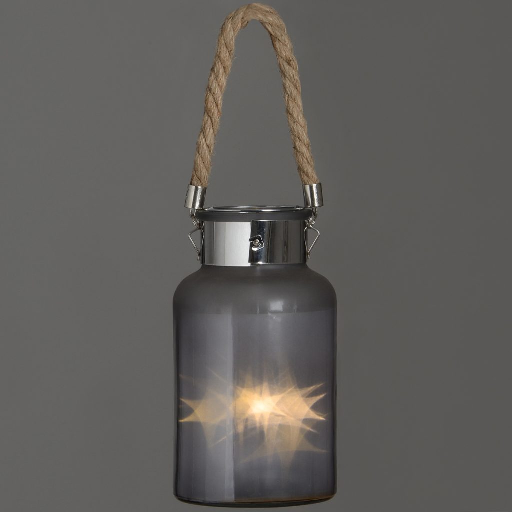 17200-a Frosted Grey Lantern with LED