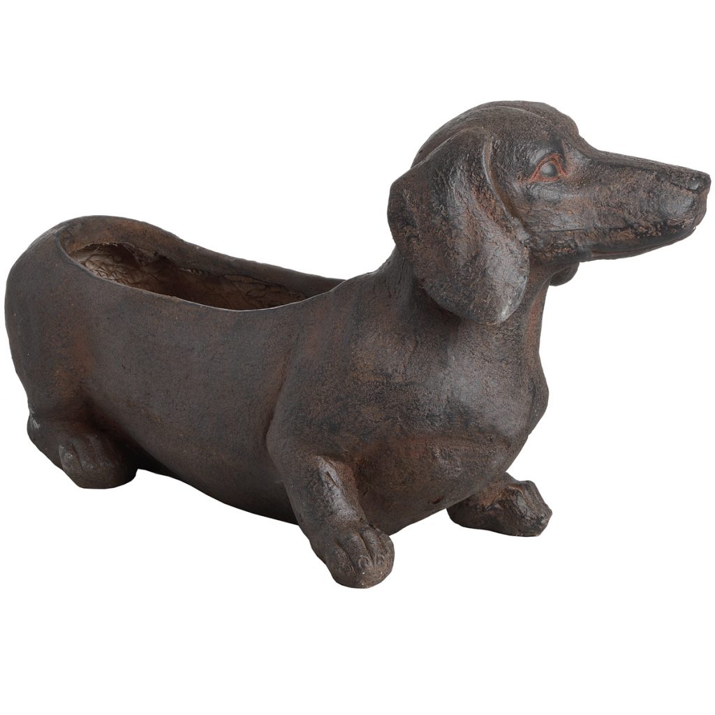18671-d Large Brown Sausage Dog Planter