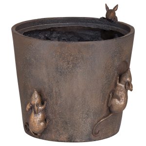 19676 Rustic Mice Brown Flower Pot