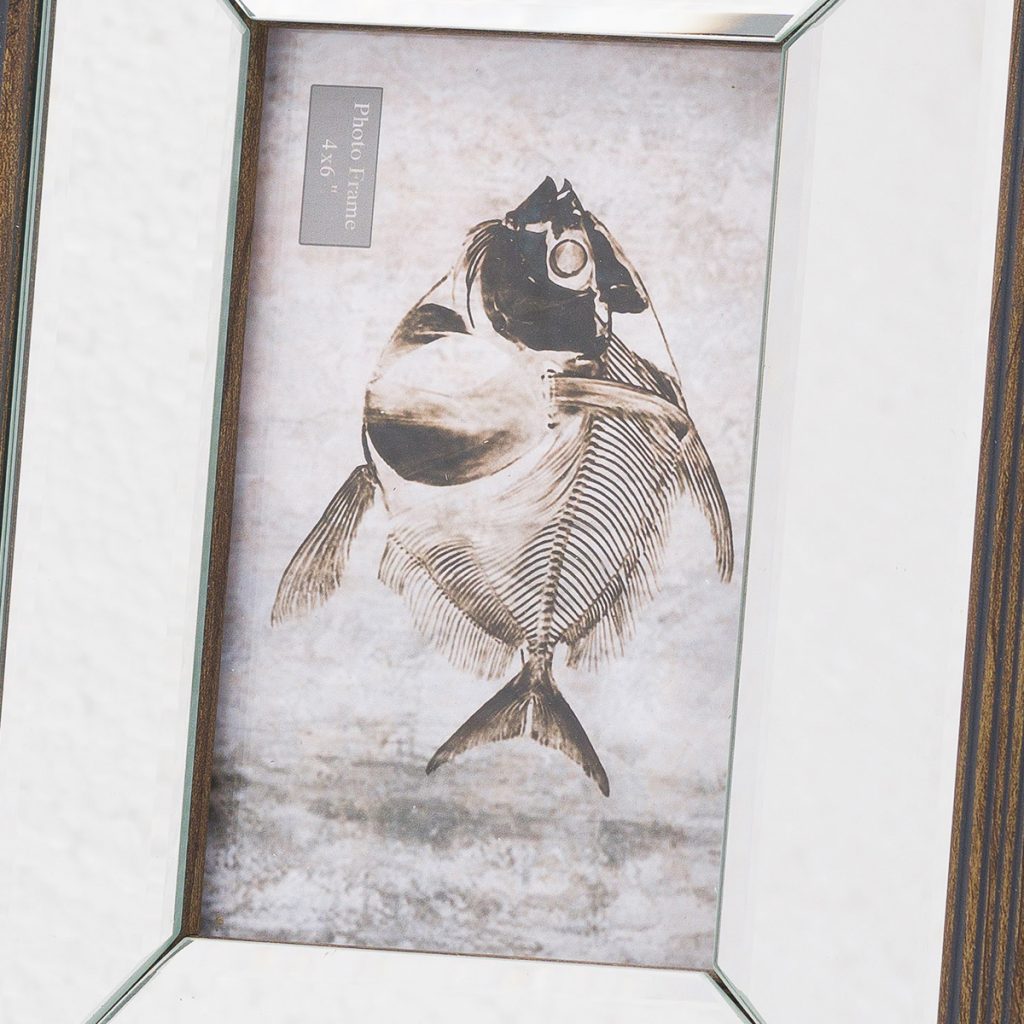 20839-a Brown Wooden Mirror 4 x 6 Photo Frame