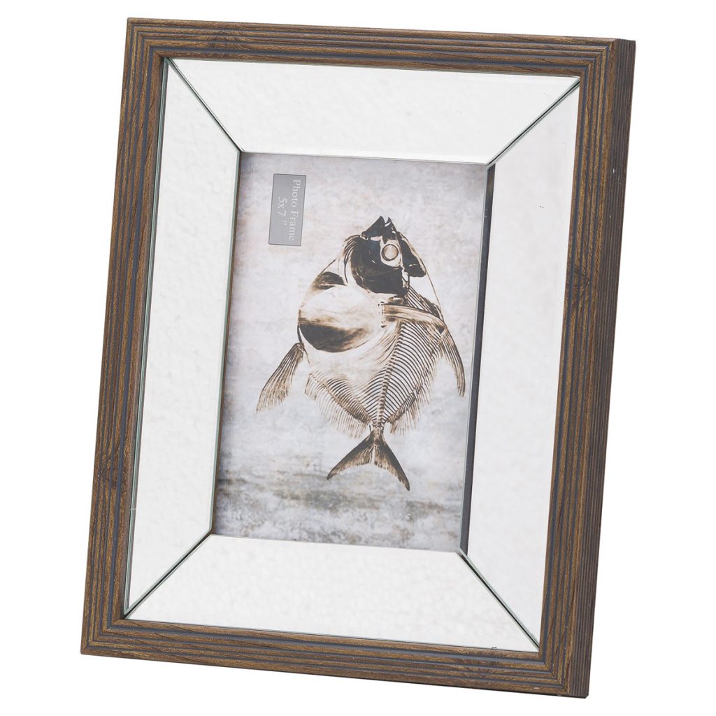20840 Brown Wooden Mirror 5 x 7 Photo Frame