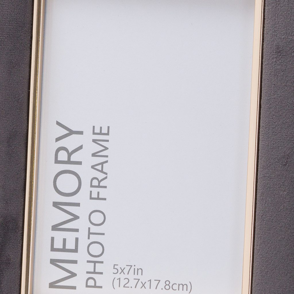 20852-a Grey Velvet Gold Metal 5 x 7 Frame